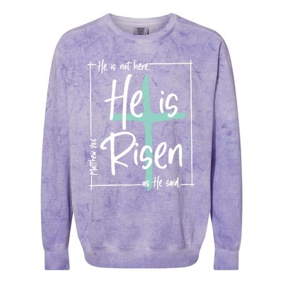 He Is Risen Easter Christian Cross Colorblast Crewneck Sweatshirt