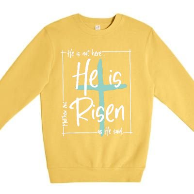 He Is Risen Easter Christian Cross Premium Crewneck Sweatshirt