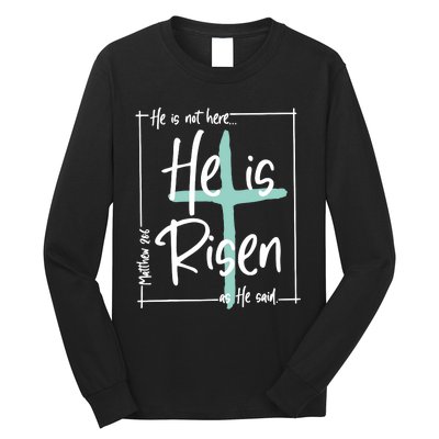 He Is Risen Easter Christian Cross Long Sleeve Shirt