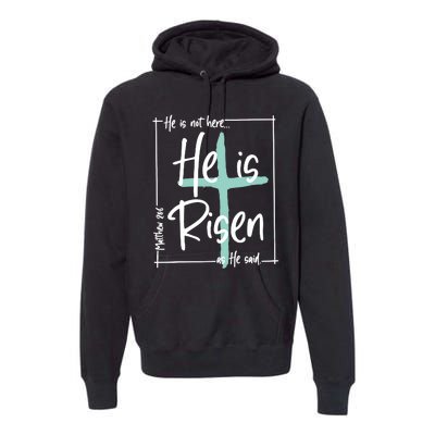 He Is Risen Easter Christian Cross Premium Hoodie