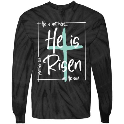 He Is Risen Easter Christian Cross Tie-Dye Long Sleeve Shirt