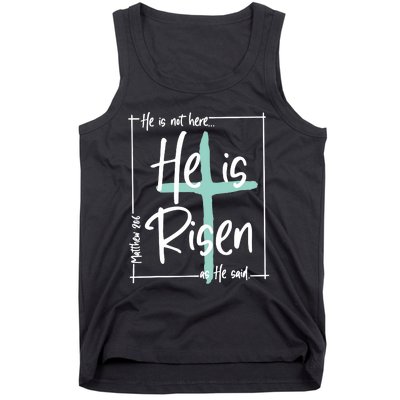 He Is Risen Easter Christian Cross Tank Top