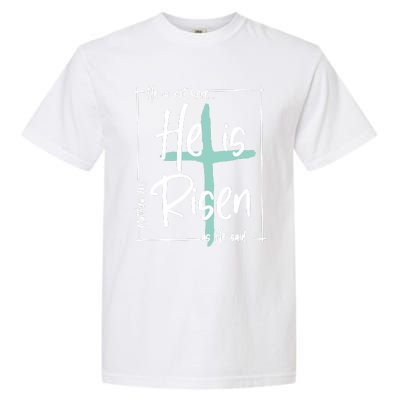 He Is Risen Easter Christian Cross Garment-Dyed Heavyweight T-Shirt