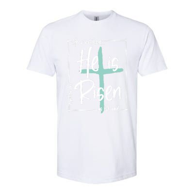 He Is Risen Easter Christian Cross Softstyle CVC T-Shirt