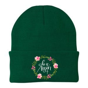 He is Risen Jesus Christian Happy Easter Floral Wreath Shirt Knit Cap Winter Beanie