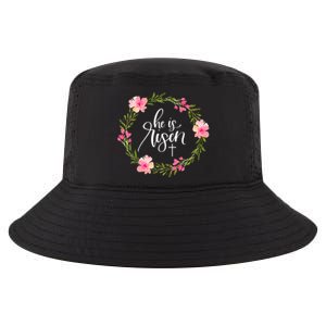 He is Risen Jesus Christian Happy Easter Floral Wreath Shirt Cool Comfort Performance Bucket Hat