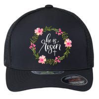 He is Risen Jesus Christian Happy Easter Floral Wreath Shirt Flexfit Unipanel Trucker Cap