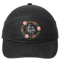 He is Risen Jesus Christian Happy Easter Floral Wreath Shirt 7-Panel Snapback Hat