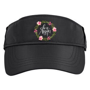 He is Risen Jesus Christian Happy Easter Floral Wreath Shirt Adult Drive Performance Visor