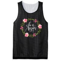 He is Risen Jesus Christian Happy Easter Floral Wreath Shirt Mesh Reversible Basketball Jersey Tank