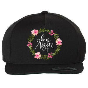 He is Risen Jesus Christian Happy Easter Floral Wreath Shirt Wool Snapback Cap