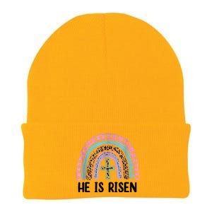 He Is Risen Rainbow Easter Cross Knit Cap Winter Beanie