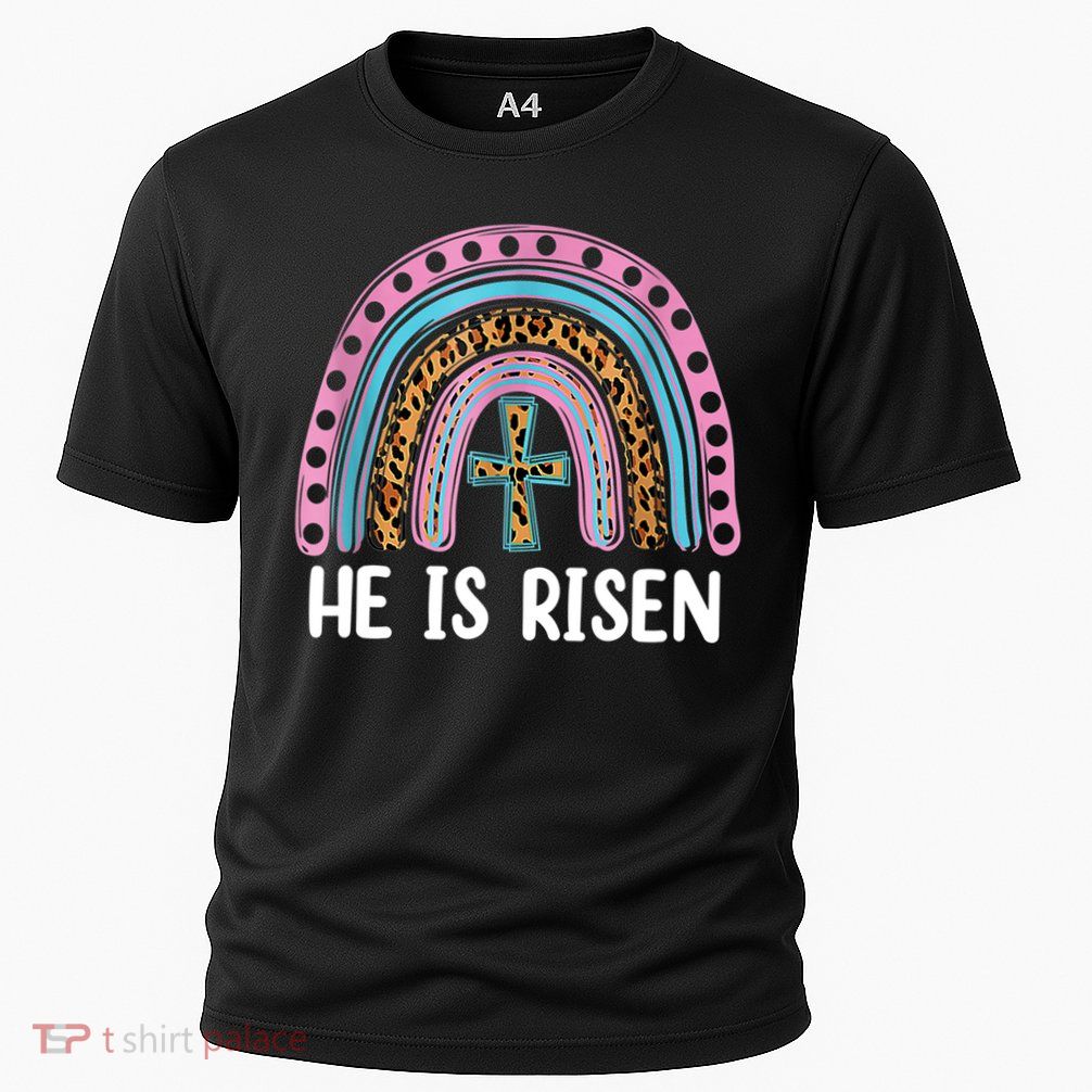 He Is Risen Rainbow Easter Cross Performance Shirt