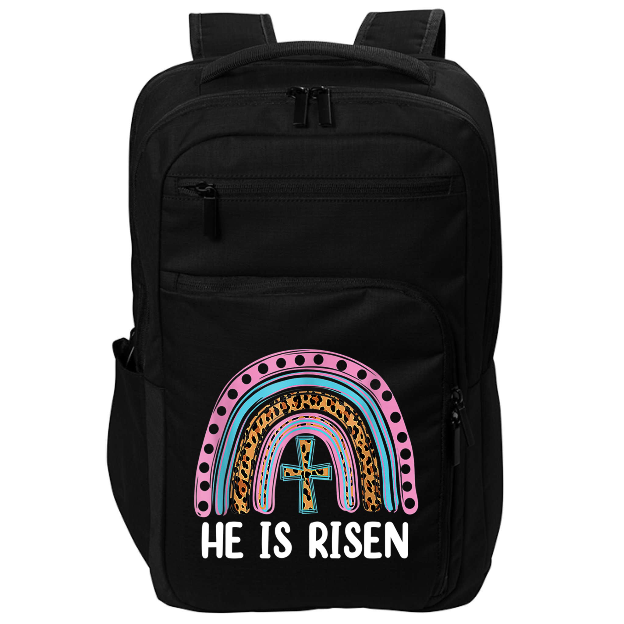 He Is Risen Rainbow Easter Cross Impact Tech Backpack