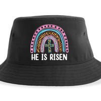 He Is Risen Rainbow Easter Cross Sustainable Bucket Hat