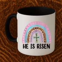 He Is Risen Rainbow Easter Cross Mug