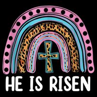 He Is Risen Rainbow Easter Cross Drawstring Bag