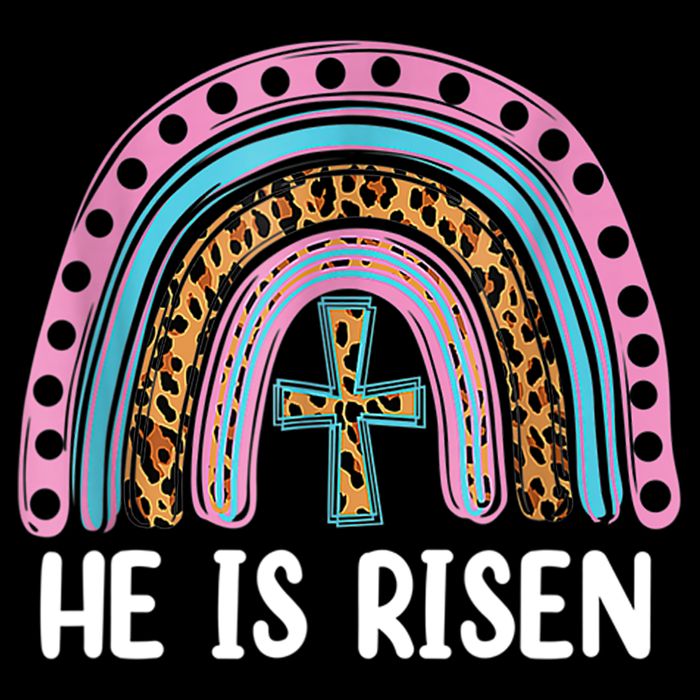 He Is Risen Rainbow Easter Cross Drawstring Bag
