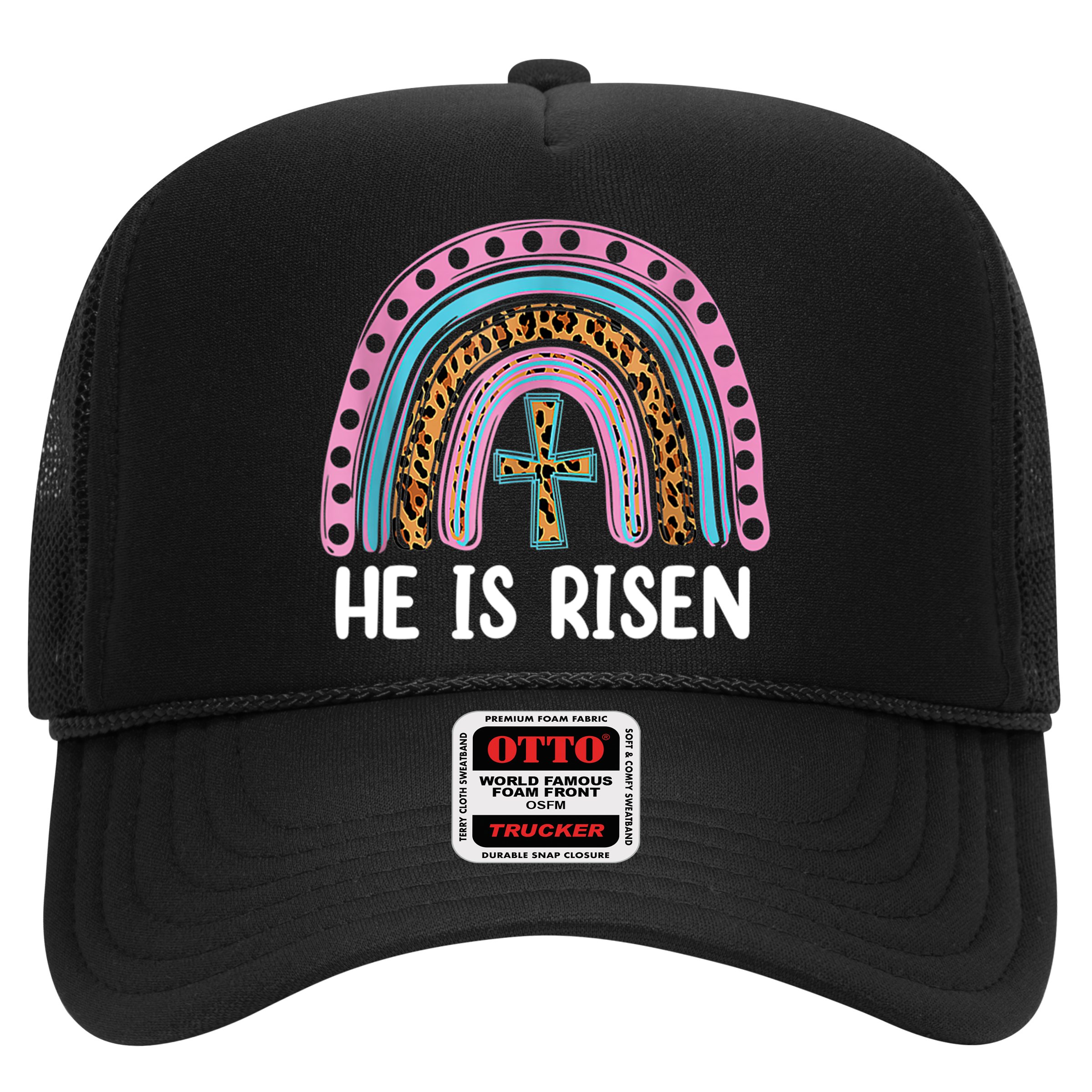 He Is Risen Rainbow Easter Cross Hat