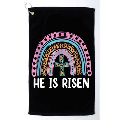 He Is Risen Rainbow Easter Cross Golf Towel