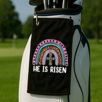 He Is Risen Rainbow Easter Cross Golf Towel