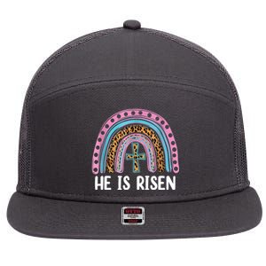 He Is Risen Rainbow Easter Cross 7 Panel Mesh Trucker Snapback Hat