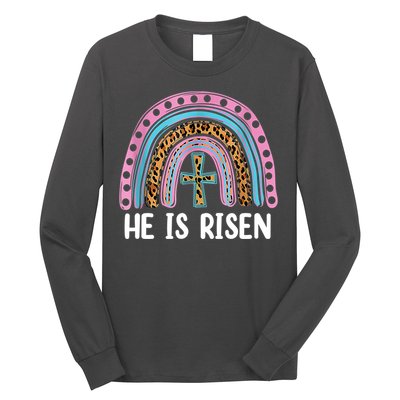 He Is Risen Rainbow Easter Cross Long Sleeve Shirt