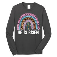 He Is Risen Rainbow Easter Cross Long Sleeve Shirt