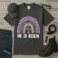 He Is Risen Rainbow Easter Cross Tall T-Shirt