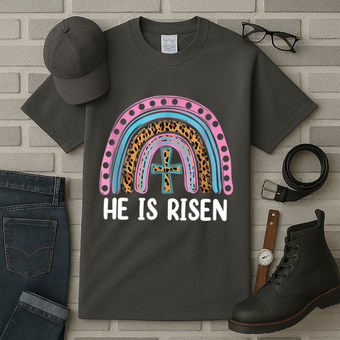 He Is Risen Rainbow Easter Cross Tall T-Shirt