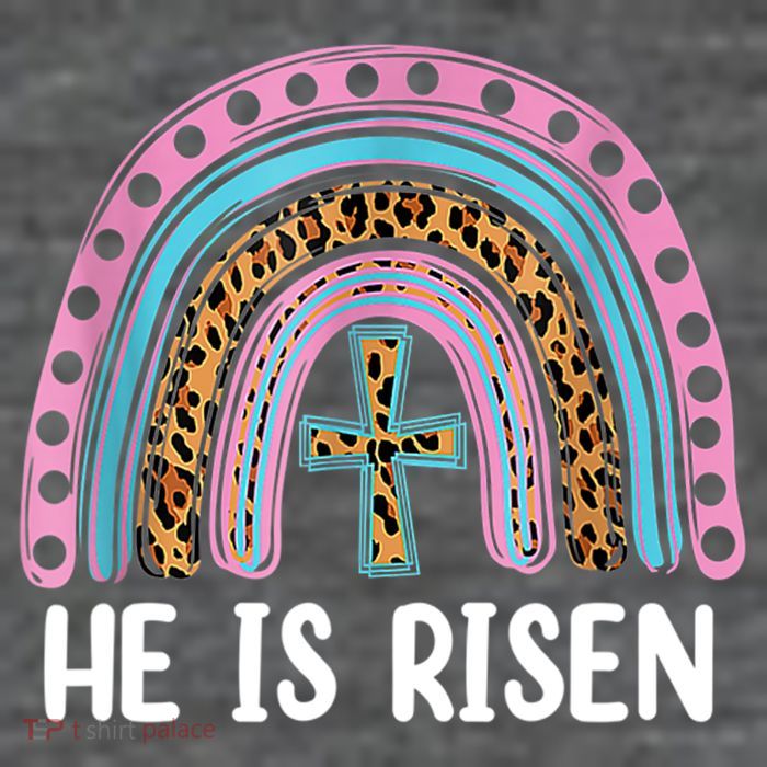 He Is Risen Rainbow Easter Cross Button
