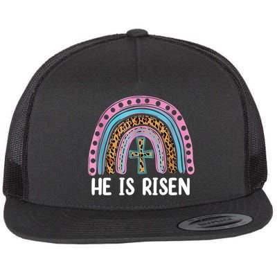 He Is Risen Rainbow Easter Cross Flatbill Hat