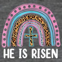 He Is Risen Rainbow Easter Cross Flat Bill Trucker Hat