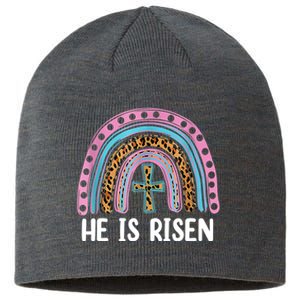 He Is Risen Rainbow Easter Cross Sustainable Beanie