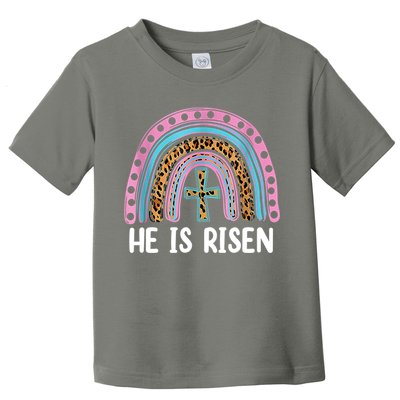 He Is Risen Rainbow Easter Cross Toddler T-Shirt