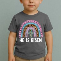 He Is Risen Rainbow Easter Cross Toddler T-Shirt
