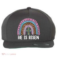 He Is Risen Rainbow Easter Cross Wool Snapback Cap