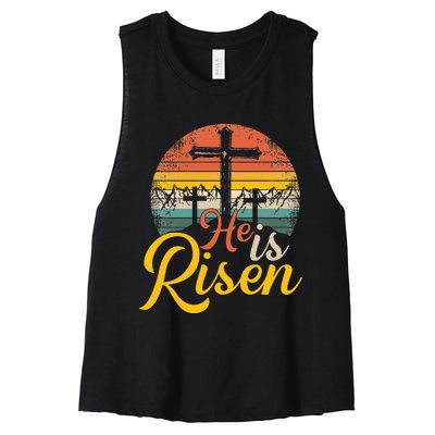 He Is Risen - Christian Easter Jesus Women's Racerback Cropped Tank