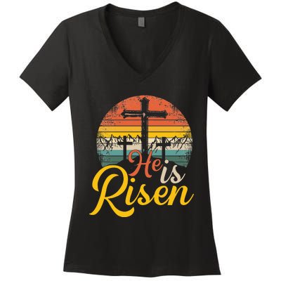 He Is Risen - Christian Easter Jesus Women's V-Neck T-Shirt