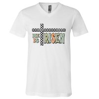 He Is Risen Easter Matthew 28 6 Christian V-Neck T-Shirt