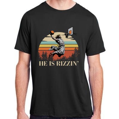 He Is Rizzin Jesus Playing Basketball Funny Easter Day Adult ChromaSoft Performance T-Shirt