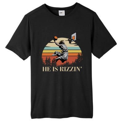 He Is Rizzin Jesus Playing Basketball Funny Easter Day Tall Fusion ChromaSoft Performance T-Shirt