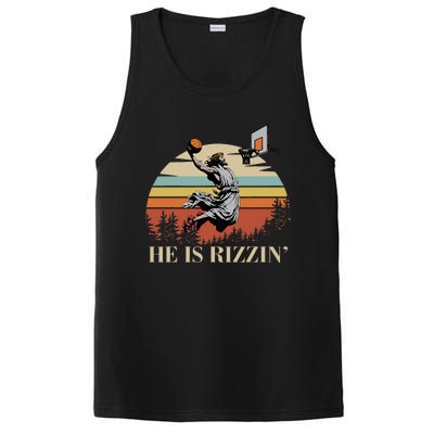 He Is Rizzin Jesus Playing Basketball Funny Easter Day PosiCharge Competitor Tank