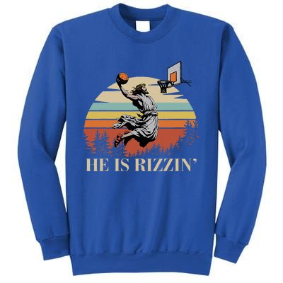 He Is Rizzin Jesus Playing Basketball Funny Easter Day Sweatshirt