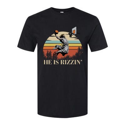 He Is Rizzin Jesus Playing Basketball Funny Easter Day Softstyle CVC T-Shirt