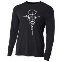 He Is Risen Cross Jesus Religious Easter Day Christians Cooling Performance Long Sleeve Crew