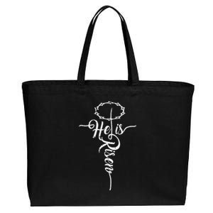 He Is Risen Cross Jesus Religious Easter Day Christians Cotton Canvas Jumbo Tote