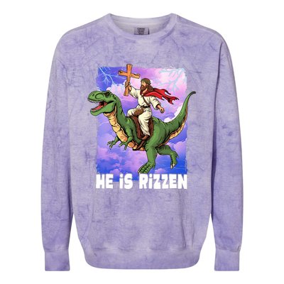 He Is Rizzen Colorblast Crewneck Sweatshirt