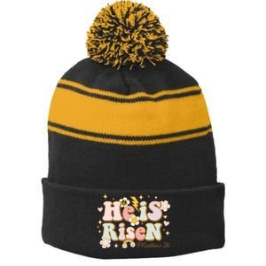 He Is Risen Indeed Happy Easter For Christian Easter Jesus Stripe Pom Pom Beanie