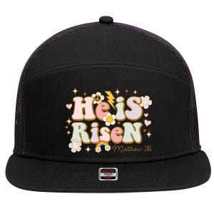 He Is Risen Indeed Happy Easter For Christian Easter Jesus 7 Panel Mesh Trucker Snapback Hat